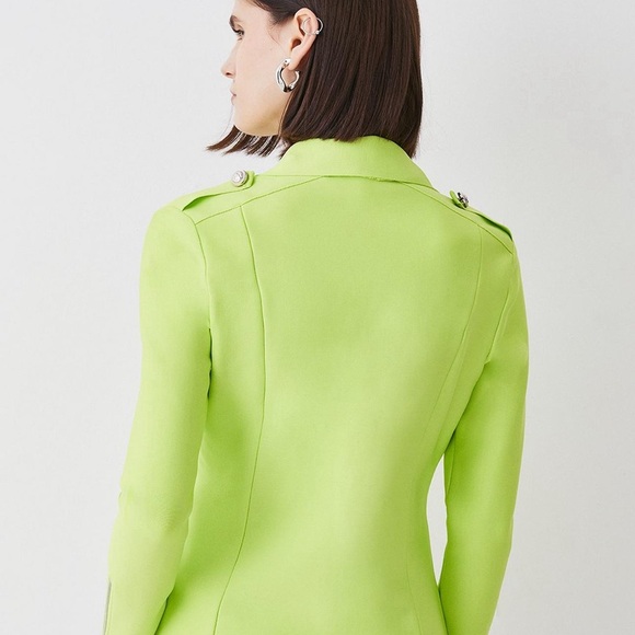 NWT Karen Millen Lime Green Moto Jacket - Picture 4 of 7